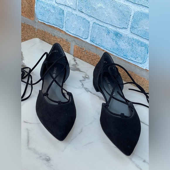 Stuart Weitzman Black Gilligan Suede Lace Up
Pointed Toe Flat size 9 - Picture 2 of 7